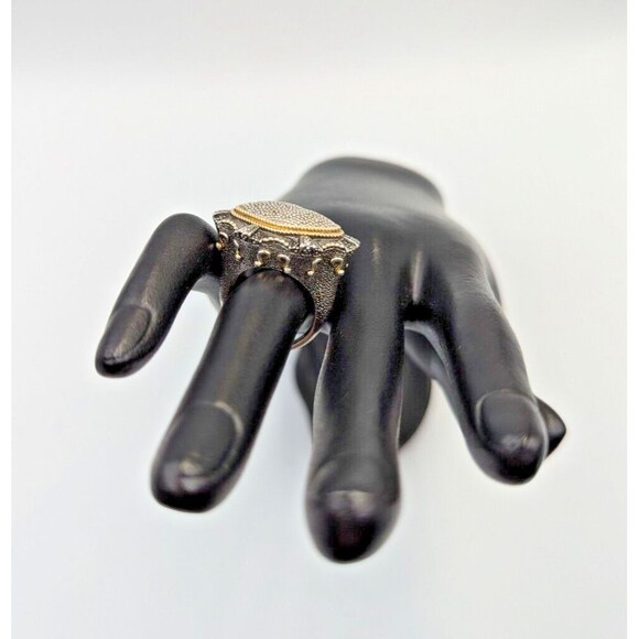 Elizabeth Adams Collection Sterling Silver 925 Pave Diamonds Statement Ring Sz 6 - Picture 10 of 16